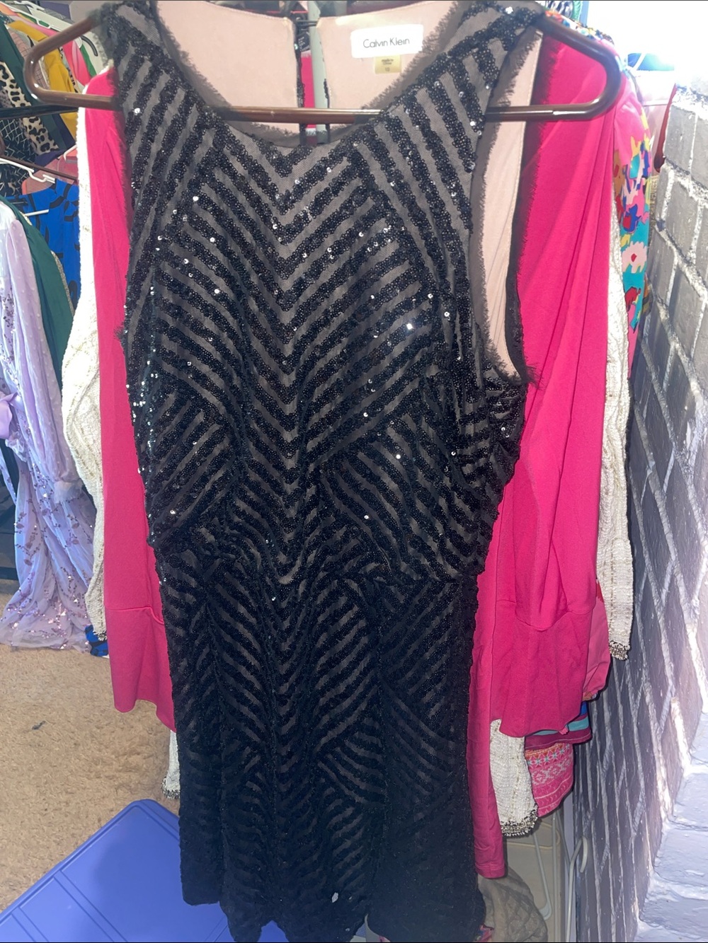 Calvin Klein Black Sequin Sleeveless Cocktail Dress
